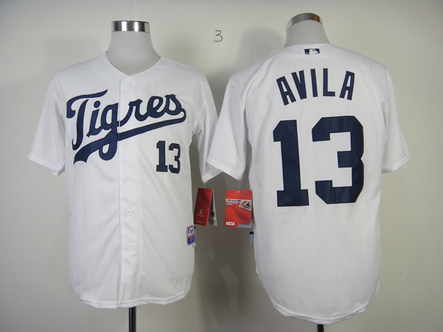 Men Detroit Tigers #13 Avila White Cool Base MLB Jerseys->detroit tigers->MLB Jersey